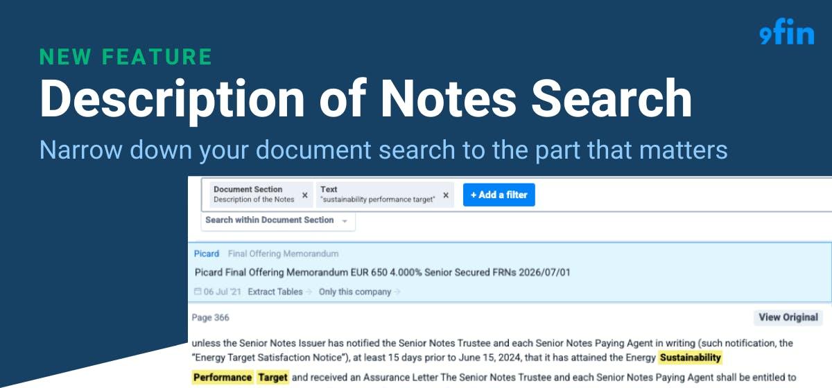 Introducing 9fin’s Description of Notes document search